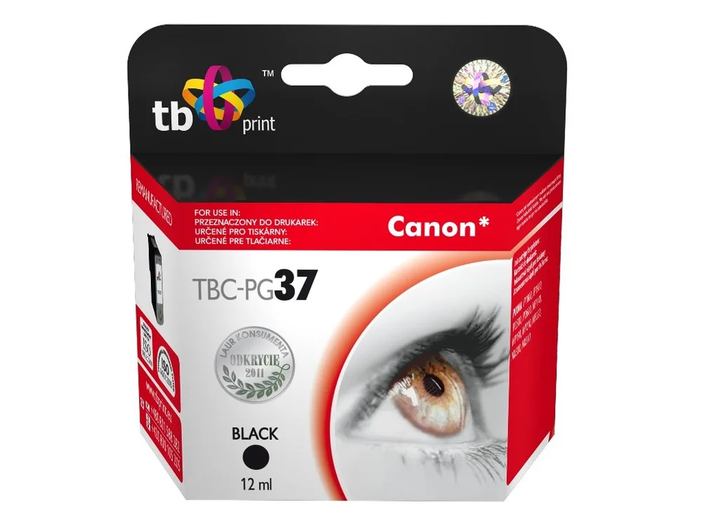 TB Print Συμβατό Μελάνι Εκτυπωτή InkJet Canon 220 Σελίδων 12ml Μαύρο 1τμχ TBC-PG37 - Image 1