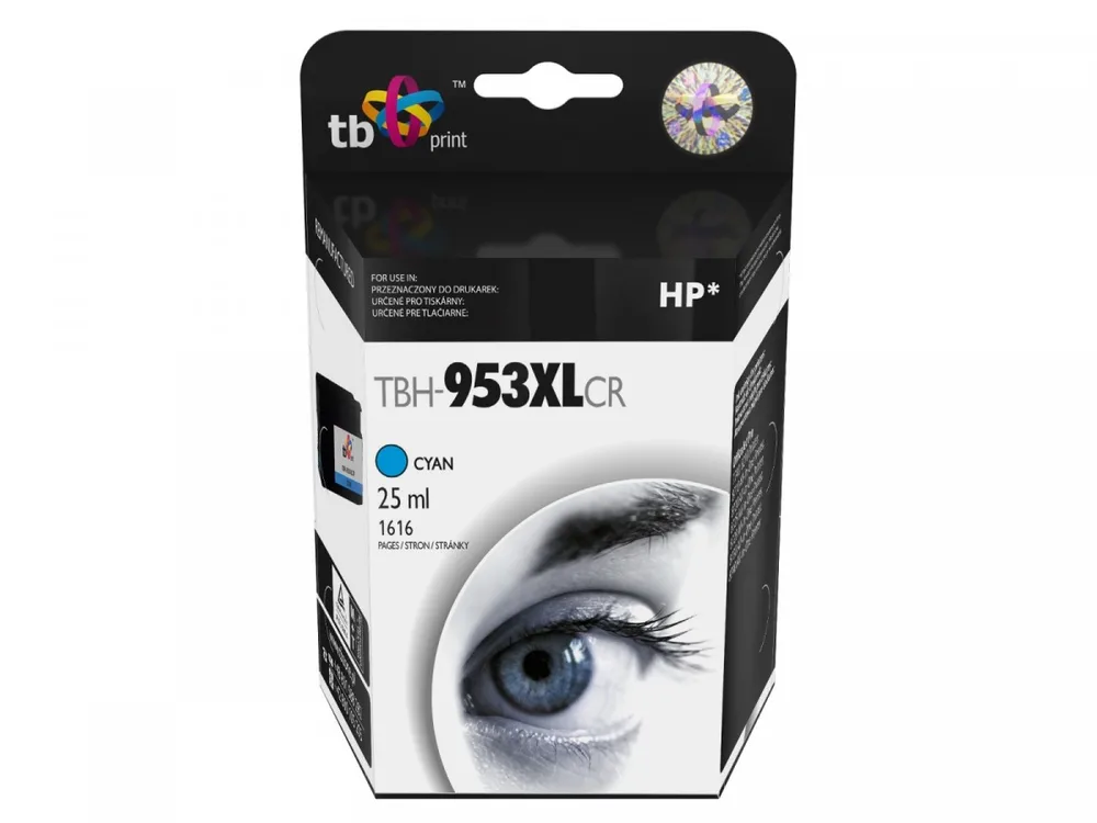TB Print Συμβατό Μελάνι Εκτυπωτή InkJet HP 1616 Σελίδων 25ml Κυανό TBH-953XLCR - Image 1
