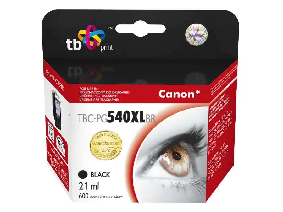 TB Print Συμβατό Μελάνι Εκτυπωτή InkJet Canon 600 Σελίδων 21ml Μαύρο TBC-PG540XLBR - Image 1