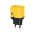 WK Φορτιστής Χωρίς Καλώδιο GaN με 2 Θύρες USB-C 40W Power Delivery Κίτρινος (WP-U128)