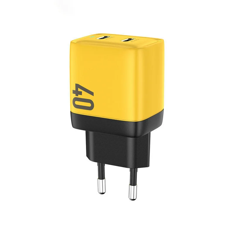 WK Φορτιστής Χωρίς Καλώδιο GaN με 2 Θύρες USB-C 40W Power Delivery Κίτρινος (WP-U128) - Image 1