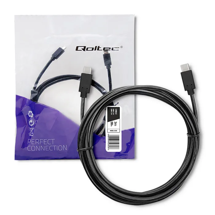 Qoltec USB 3.1 Cable USB-C male - USB-C Μαύρο 3m 52353 - Image 1