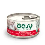 Oasy Gustosa Mousse Υγρή Τροφή για Ενήλικες Γάτες σε Κονσέρβα με Μοσχάρι χωρίς Σιτηρά 85gr 01916