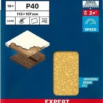 Bosch Φύλλο Λείανσης Απλό K40 107x115mm Σετ 10τμχ 2608900890