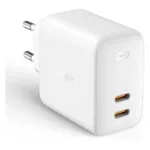 Aukey Φορτιστής Χωρίς Καλώδιο GaN με 2 Θύρες USB-C 65W Power Delivery Λευκός (PAB4 Omnia)