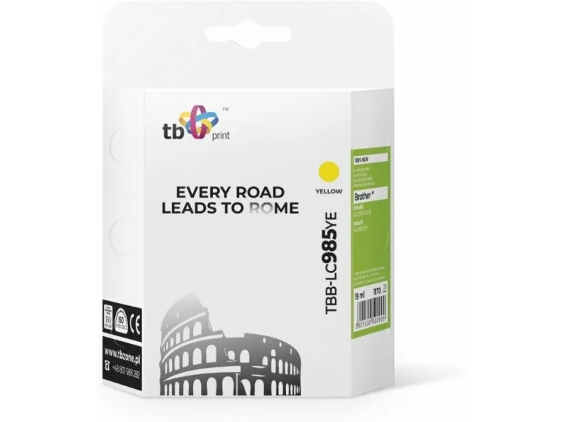 TB Print Συμβατό Μελάνι Εκτυπωτή InkJet Brother 19ml Κίτρινο 1τμχ ERTBPB0985Y - Image 1