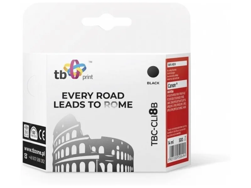 TB Print Συμβατό Μελάνι Εκτυπωτή InkJet Canon 13ml Μαύρο 1τμχ ERTBPCCLI8B - Image 1