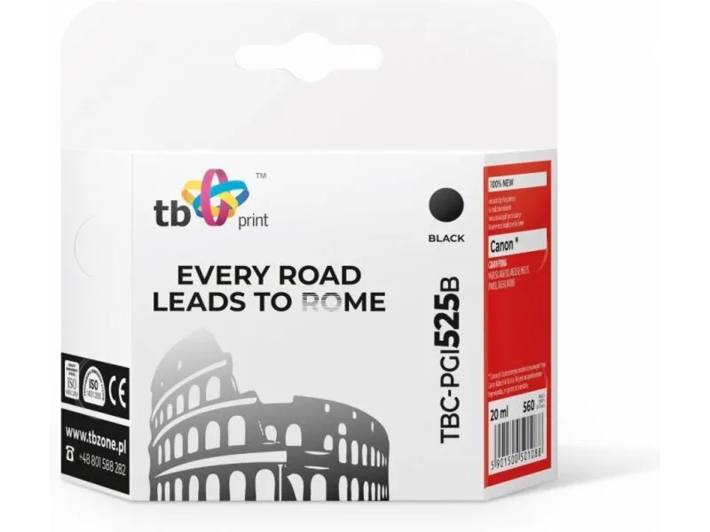 TB Print Συμβατό Μελάνι Εκτυπωτή InkJet Canon 20ml Μαύρο 1τμχ ERTBPCG525B - Image 1