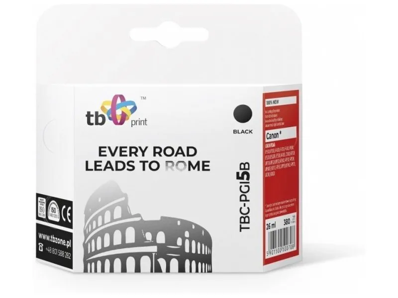 TB Print Συμβατό Μελάνι Εκτυπωτή InkJet Canon 26ml Μαύρο 1τμχ ERTBPCPGI5B - Image 1