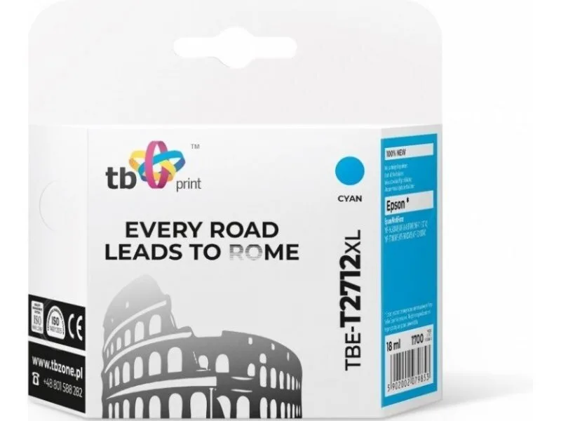 TB Print Συμβατό Μελάνι Εκτυπωτή InkJet Epson 1700 Σελίδων 18ml Κυανό 1τμχ ERTBPE00002712C - Image 1