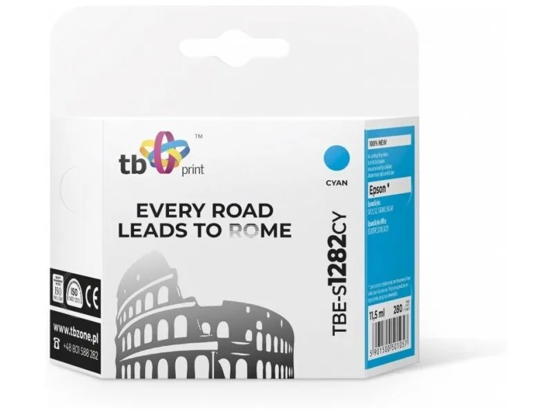 TB Print Συμβατό Μελάνι Εκτυπωτή InkJet Epson 280 Σελίδων 11.5ml Κυανό 1τμχ ERTBPE1282C - Image 1