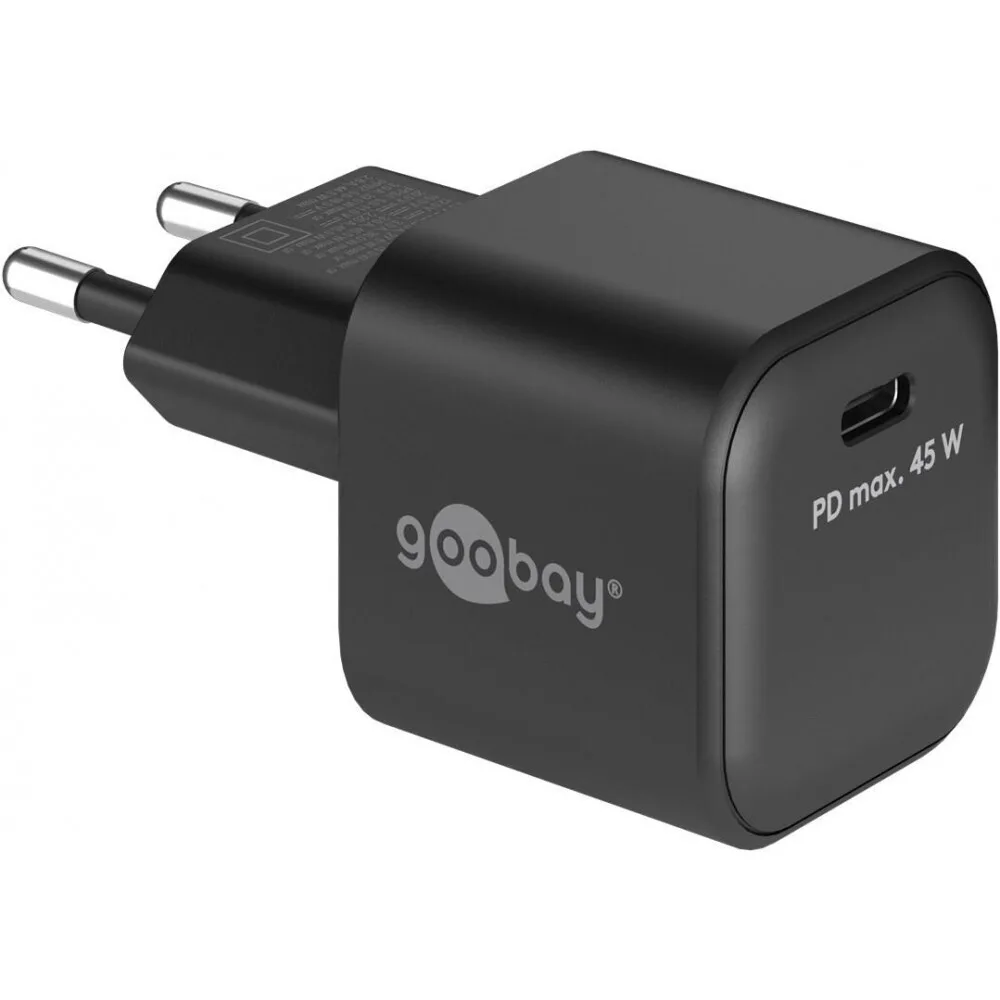 Goobay Φορτιστής Χωρίς Καλώδιο GaN με Θύρα USB-C 45W Power Delivery Μαύρος (Nano) - Image 1