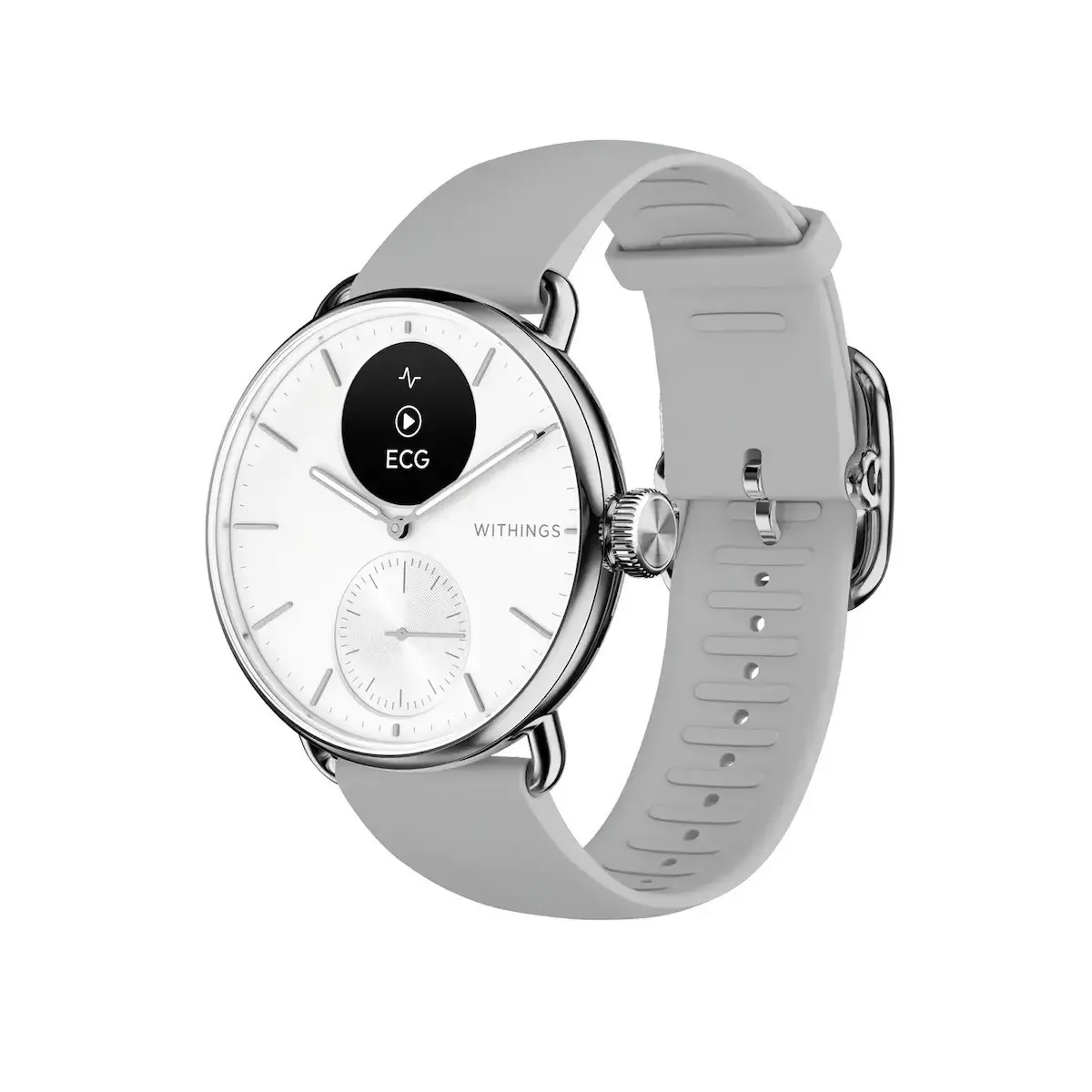 Withings ScanWatch 2 Stainless Steel 38mm Αδιάβροχο με Παλμογράφο (Pearl White) - Image 1