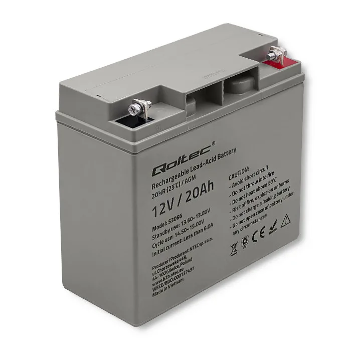 Qoltec Agm Μπαταρία UPS με Χωρητικότητα 20Ah και Τάση 12V - Image 1