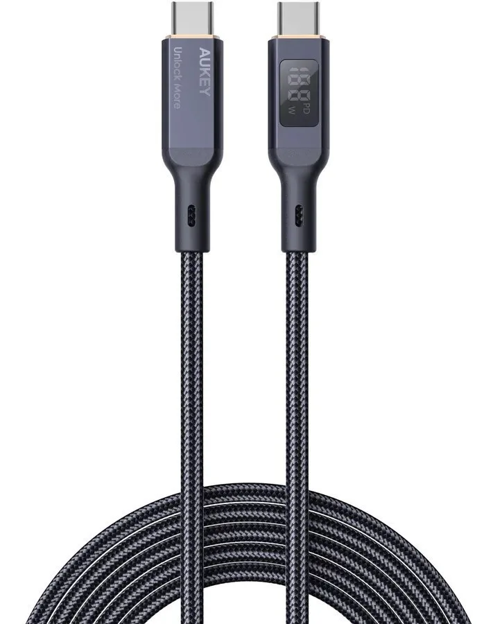 Aukey USB 2.0 Cable USB-C male - USB-C 100W Μαύρο 1.8m (AKAUKKUCBMCC102) - Image 1