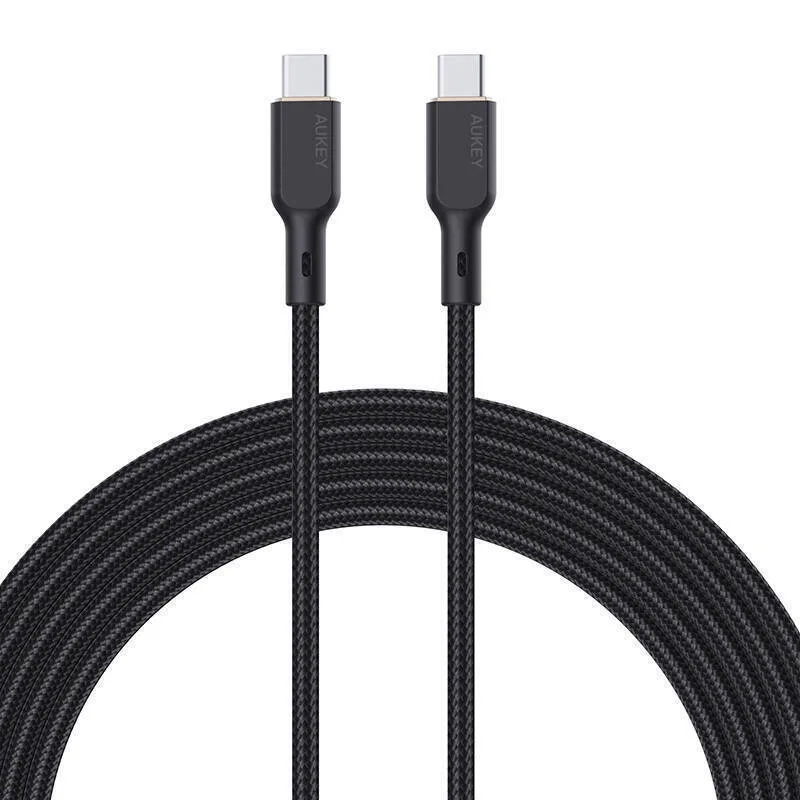 20231205140611_aukey_braided_usb_2_0_cable_usb_c_male_usb_c_100w_mayro_1m_cb_kcc101 Aukey Braided USB 2.0 Cable USB-C male - USB-C 100W Μαύρο 1m (CB-KCC101) - Image 1