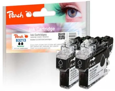 Peach Πακέτο Συμβατών Μελανιών Εκτυπωτή InkJet Brother 320481 500 Σελίδων Μαύρο 2τμχ PI500-255 - Image 1
