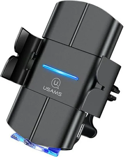 Usams US-CD133 Βάση Κινητού Αυτοκινήτου με Ρυθμιζόμενα Άγκιστρα και Ασύρματη Φόρτιση Μαύρη CD133ZJ01 - Image 1