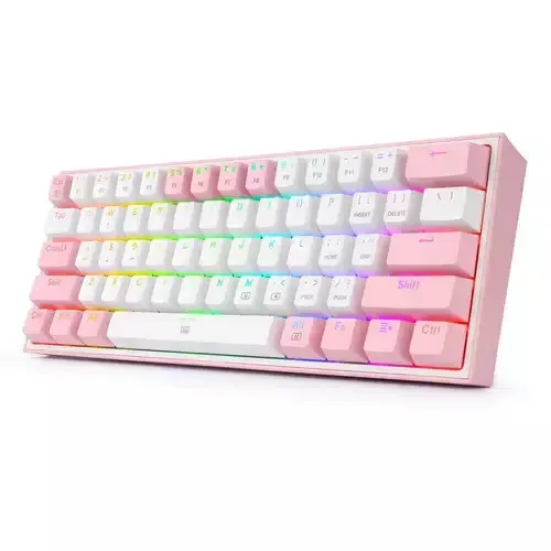 Redragon K617 FIZZ Gaming Μηχανικό Πληκτρολόγιο 60% με Custom Red διακόπτες και RGB φωτισμό (Αγγλικό US) White/Pink - Image 1