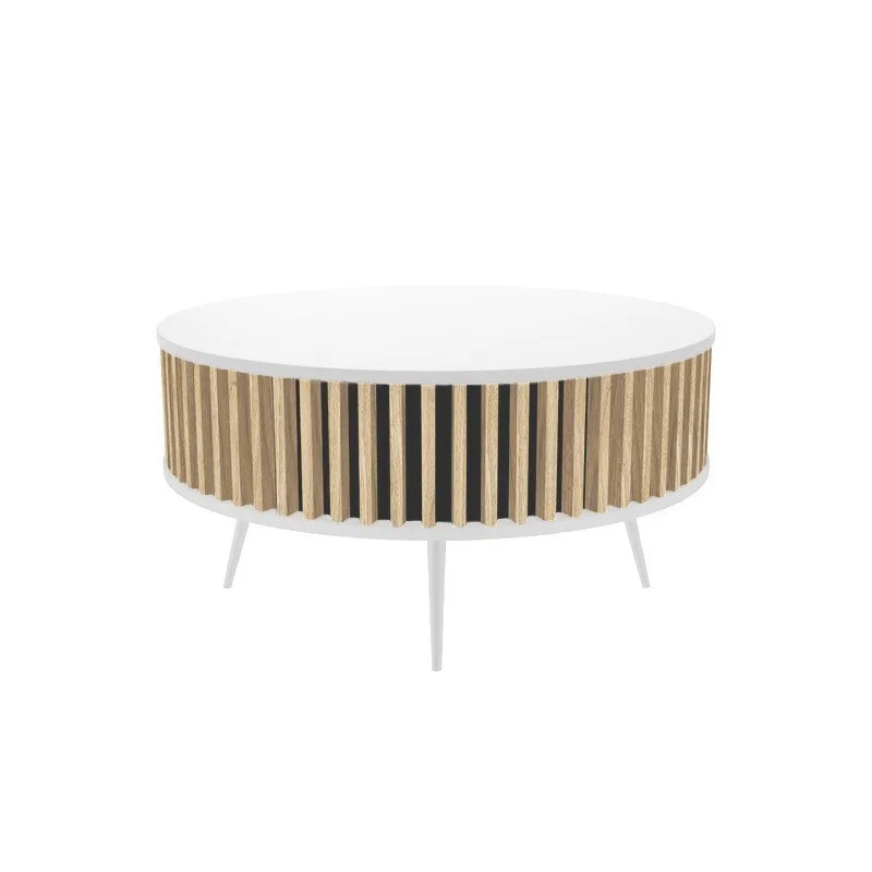 20240115100706_strogylo_trapezaki_saloniou_ronda_xylino_white_m90xp90ek Στρογγυλό Τραπεζάκι Σαλονιού Ronda Ξύλινο White Μ90xΠ90εκ. - Image 1