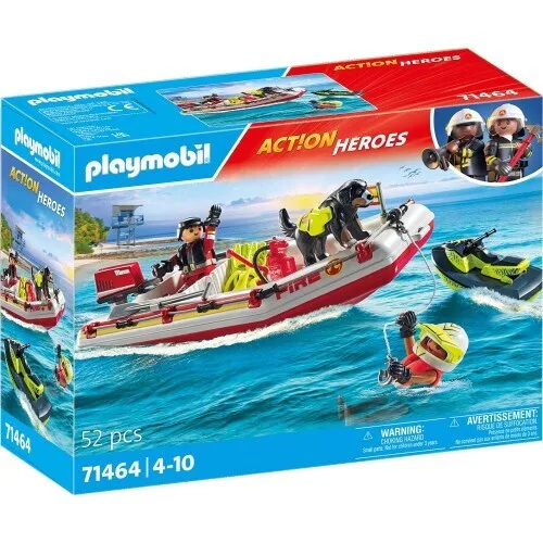 Playmobil Action Heroes Φουσκωτό Σκάφος Πυροσβεστικής Με Θαλάσσιο Scooter για 4-10 ετών 71464 - Image 1