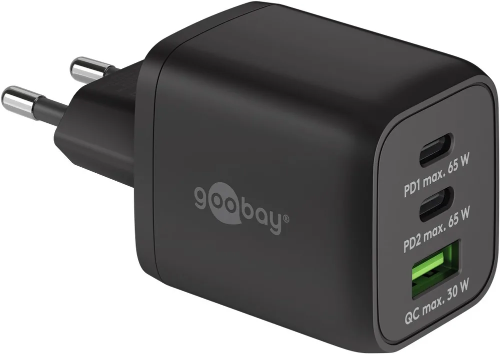Goobay Φορτιστής Χωρίς Καλώδιο με Θύρα USB-A και 2 Θύρες USB-C 65W Power Delivery Μαύρος (64753) - Image 1