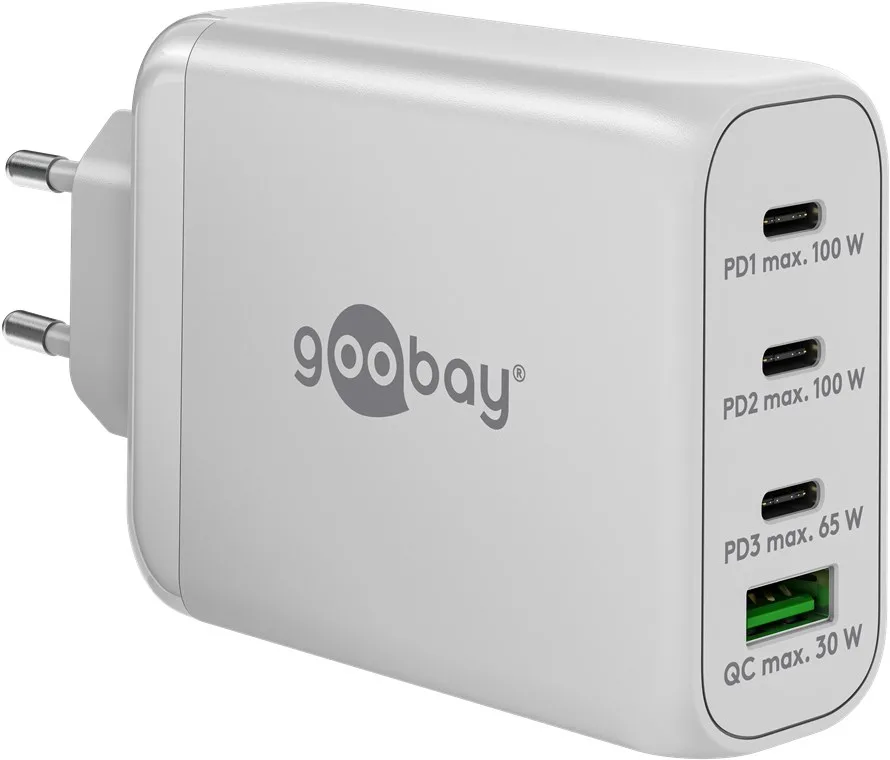 Goobay Φορτιστής Χωρίς Καλώδιο με Θύρα USB-A και 3 Θύρες USB-C 100W Power Delivery / Quick Charge 3.0 Λευκός (65556) - Image 1