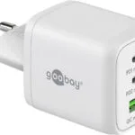 Goobay Φορτιστής Χωρίς Καλώδιο με Θύρα USB-A και 2 Θύρες USB-C 65W Power Delivery Λευκός (64754)