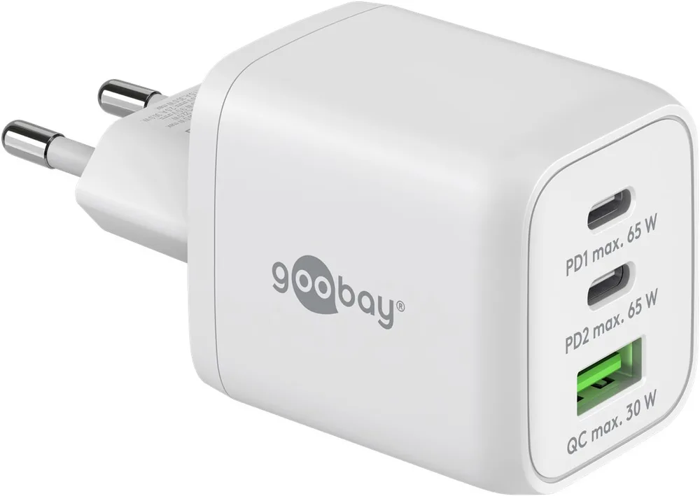 Goobay Φορτιστής Χωρίς Καλώδιο με Θύρα USB-A και 2 Θύρες USB-C 65W Power Delivery Λευκός (64754) - Image 1