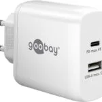Goobay Φορτιστής Χωρίς Καλώδιο με Θύρα USB-A και Θύρα USB-C 45W Power Delivery Λευκός (65412)