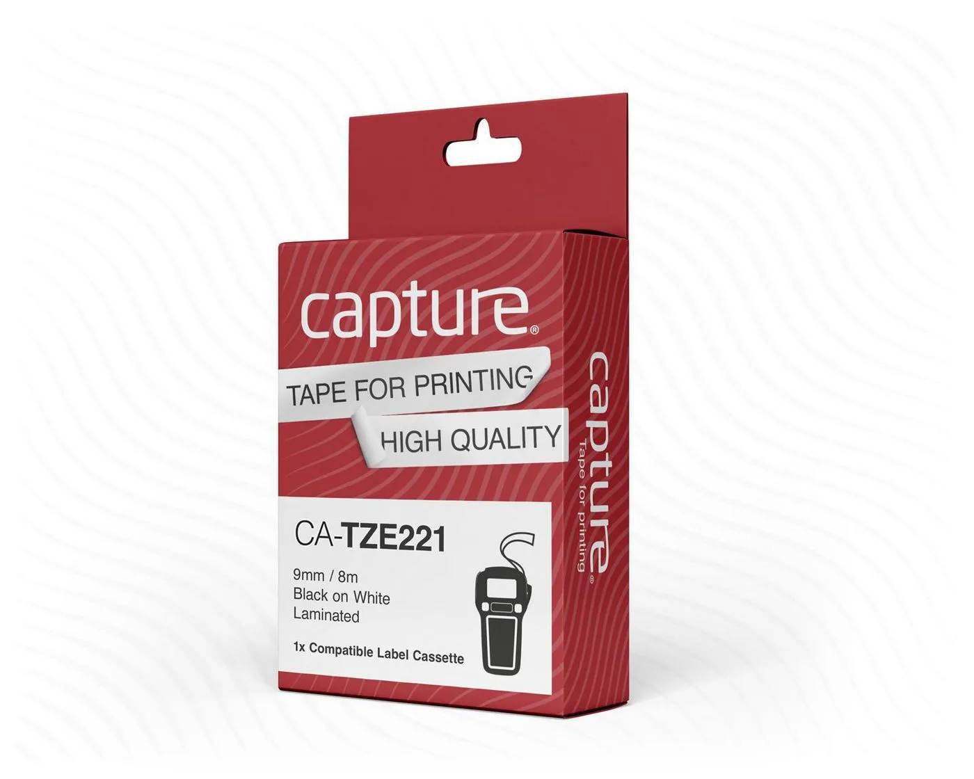 Capture Ταινία Ετικετογράφου 8m x 9mm σε Μαύρο Χρώμα CA-TZE221 - Image 1