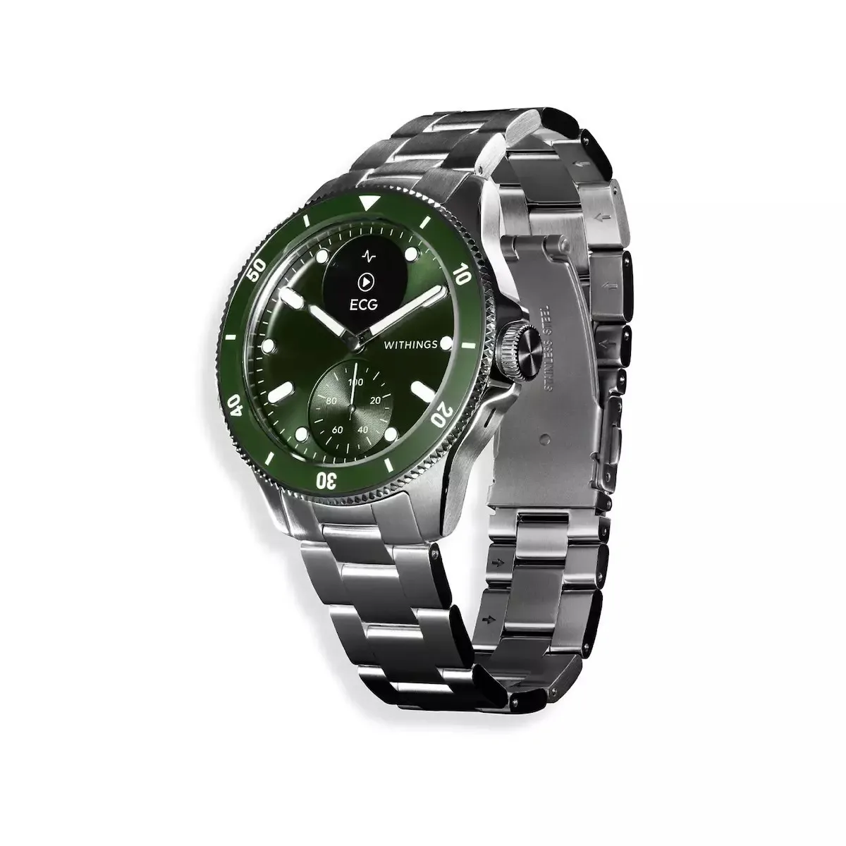 Withings Scanwatch Nova Stainless Steel 42mm Αδιάβροχο με Παλμογράφο (Dark Green) - Image 1