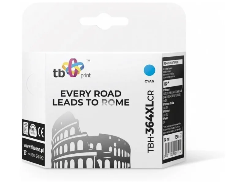 TB Print Συμβατό Μελάνι Εκτυπωτή InkJet HP H364XL 750 Σελίδων 10.5ml Κυανό 1τμχ TBH-364XLCR - Image 1