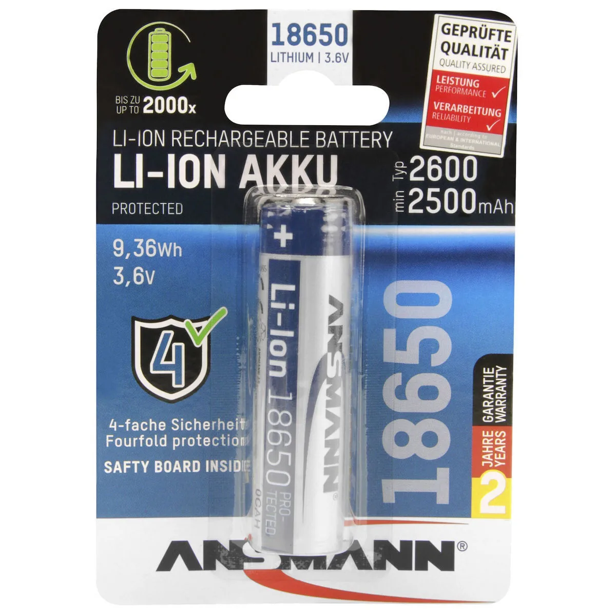 20240223102323_ansmann_akku_epanafortizomeni_mpataria_18650_li_ion_2600mah_3_6v_1tmch Ansmann Akku Επαναφορτιζόμενη Μπαταρία 18650 Li-ion 2600mAh 3.6V 1τμχ - Image 1