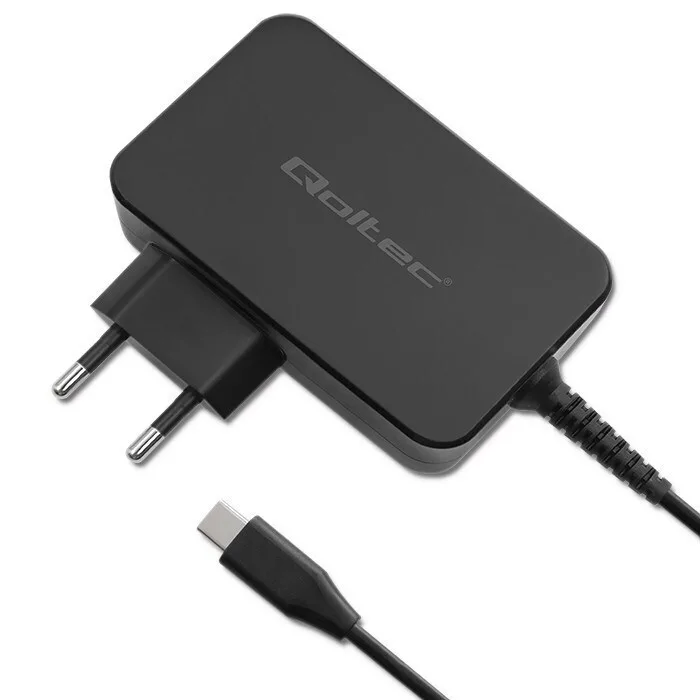 Qoltec Φορτιστής με Ενσωματωμένο Καλώδιο GaN USB-C 90W Μαύρος (Power Pro) - Image 1