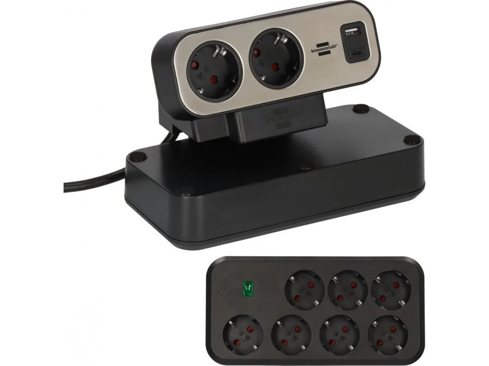Brennenstuhl Πολύπριζο Aσφαλείας 9 Θέσεων με 2 USB-A, 1 USB-C, Διακόπτη και Καλώδιο 2m 1153580210 - Image 1