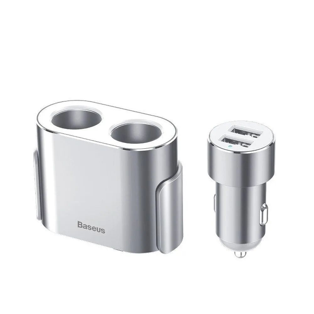 Baseus Φορτιστής Αυτοκινήτου High Efficiency 80W 3.1A με Θύρες: 2xUSB 2xΑναπτήρα μαζί με Καλώδιο Ενσωματωμένο Γκρι CRDYQ-0S - Image 1