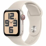 Apple Watch SE 2023 Cellular Aluminium 40mm Αδιάβροχο με eSIM και Παλμογράφο (Starlight με Starlight Sport Band - M/L)