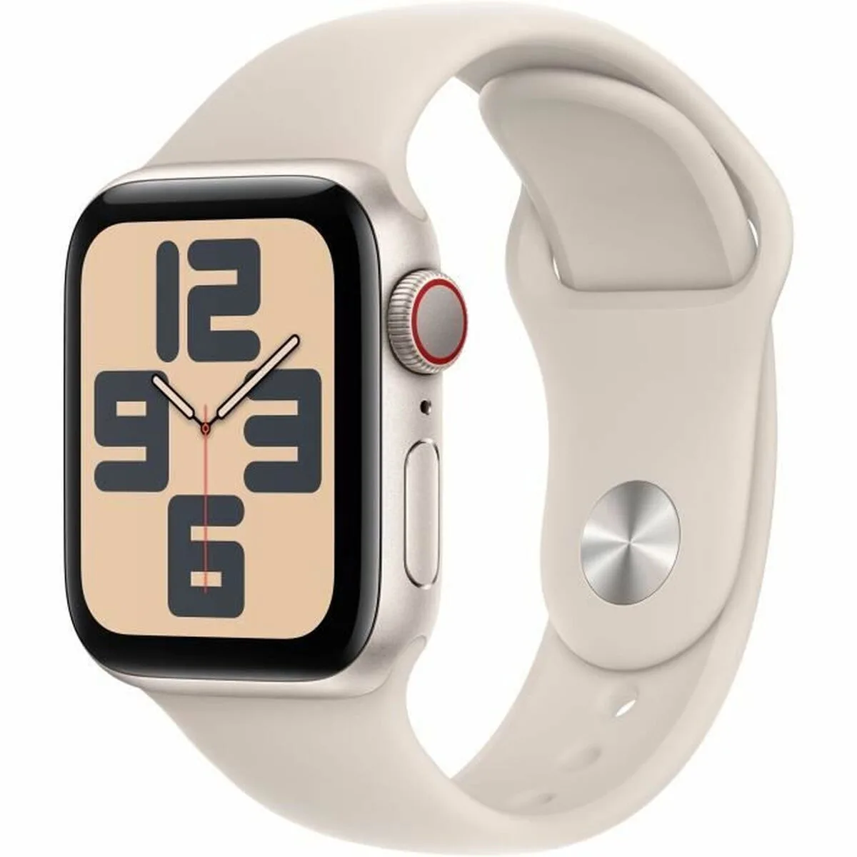 Apple Watch SE 2023 Cellular Aluminium 40mm Αδιάβροχο με eSIM και Παλμογράφο (Starlight με Starlight Sport Band - M/L) - Image 1