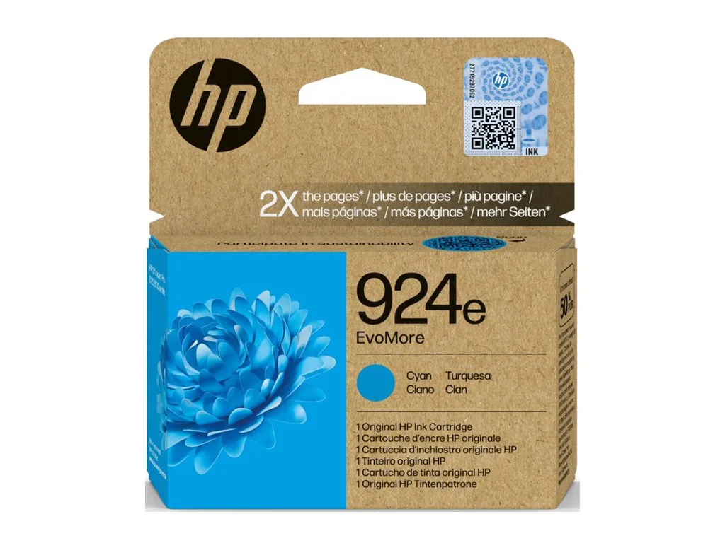 HP 924e EvoMore Γνήσιο Μελάνι Εκτυπωτή InkJet Κυανό (4K0U7NE) - Image 1