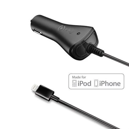 20240409153634_celly_fortistis_aytokinitou_car_charger_1a_lightning_synolikis_entasis_1a_mazi_me_kalodio_lightning_kai_ccip5 Celly Φορτιστής Αυτοκινήτου Car Charger 1A Lightning 5W 1A μαζί με Καλώδιο Lightning Μαύρος CCIP5 - Image 1