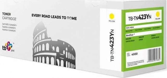 TB Print Συμβατό Toner για Laser Εκτυπωτή Brother TN423Y, TN423YN 4000 Σελίδων Κίτρινο (TB-TN423YN) - Image 1