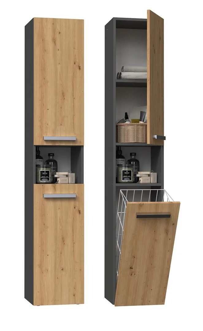20240412104547_topeshop_epitoichia_rafiera_mpaniou Topeshop Επιτοίχια Ραφιέρα Μπάνιου Ξύλινη Γκρι - Image 1