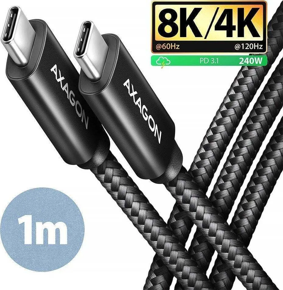 Axagon USB 2.0 Cable USB-C male - USB-C 240W Μαύρο 1m (BUCM4X-CM10AB) - Image 1