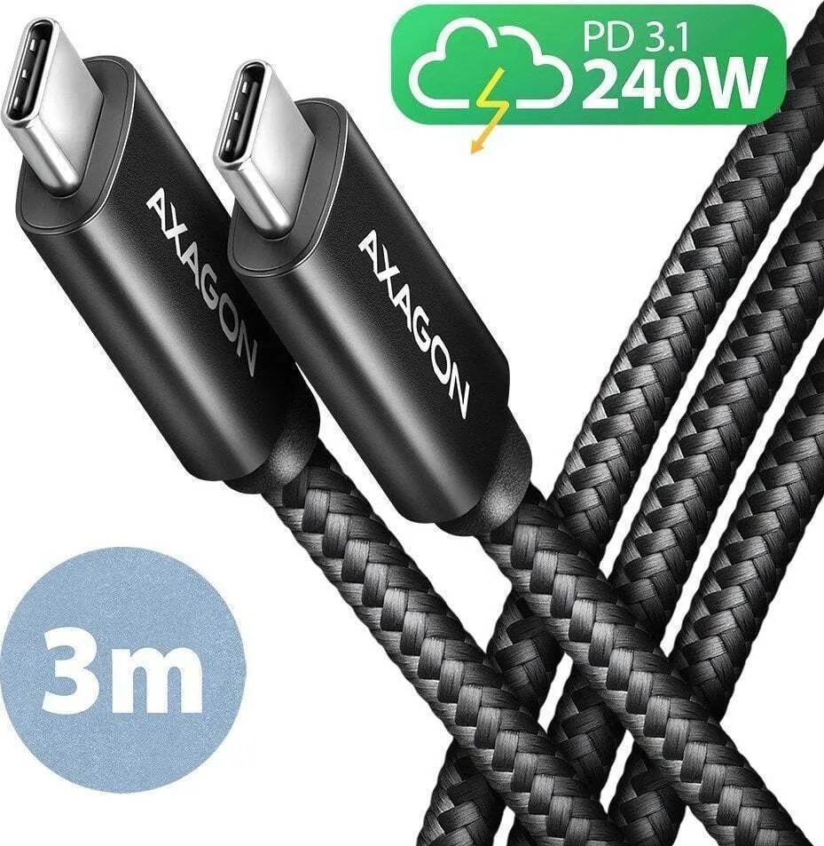 Axagon USB 2.0 Cable USB-C male - USB-C 240W Μαύρο 3m (BUCM2-CM30AB) - Image 1