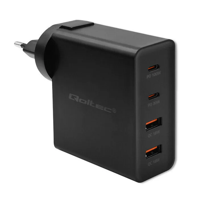 Qoltec Φορτιστής Χωρίς Καλώδιο GaN 130W Power Delivery Μαύρος (Power Pro) - Image 1