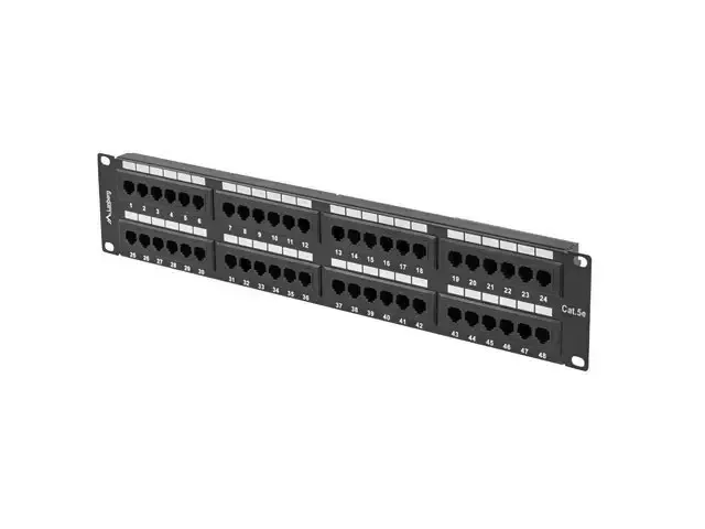Lanberg Patch Panel για Rack 2U 19" 48 Θυρών cat5e Μαύρο PPU5-2048-B - Image 1