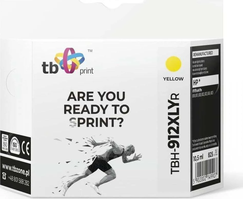 TB Print Συμβατό Μελάνι Εκτυπωτή InkJet HP 825 Σελίδων Κίτρινο 1τμχ TBH-912XLYR - Image 1