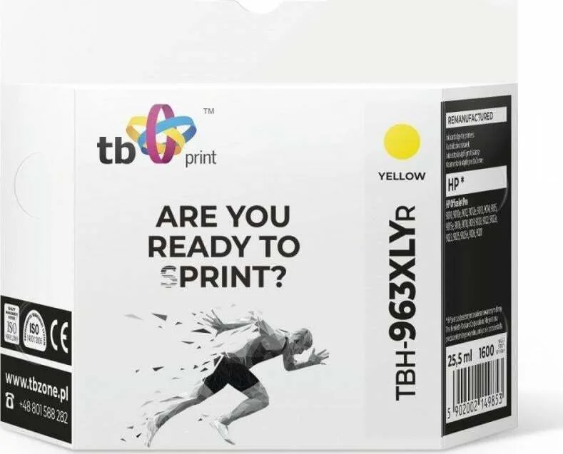 TB Print Συμβατό Μελάνι Εκτυπωτή InkJet HP 1600 Σελίδων Κίτρινο 1τμχ TBH-963XLYR - Image 1