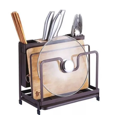 Kitchen Multifunctional Storage Rack Drip Tray Cutting Board Frame Tableware Cutlery Rack Flatware Caddy Pot Cover Lid Frame - Image 1